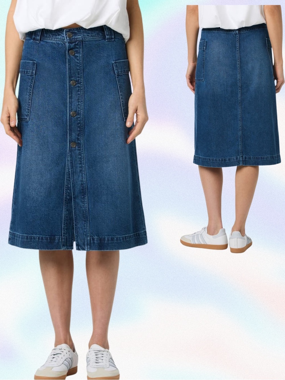 Women Joe’s Blue Classic Cargo Denim Midi Skirt Y2K retro preppy Utilitarian 28